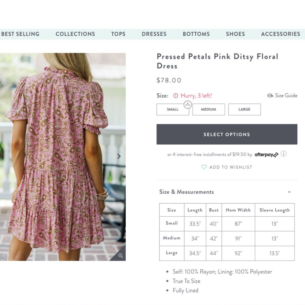 NWT Tcec Pressed Petals Pink Ditsy Floral Dress L Short Flowy Babydoll Cut - Picture 10 of 10
